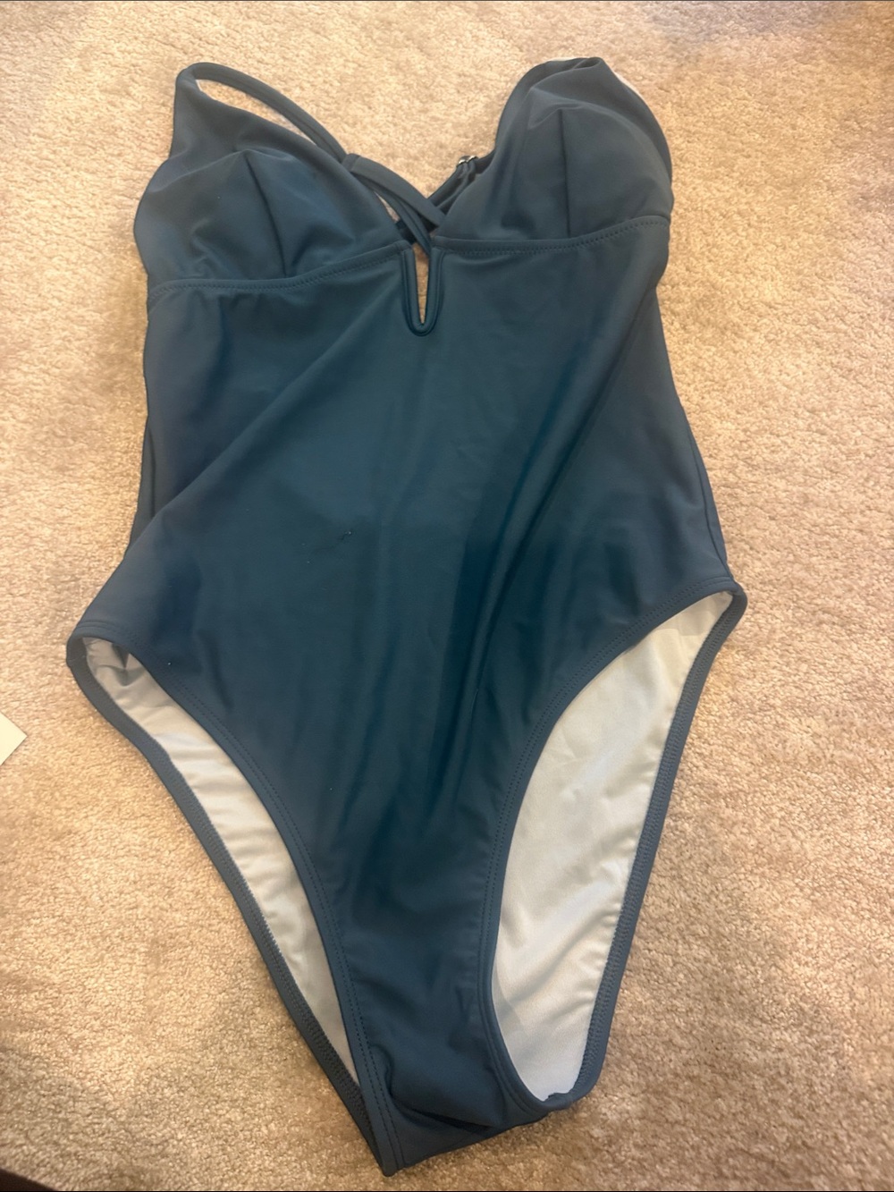Cupshe Navy Blue One-Piece Swimsuit with Sweetheart Bust